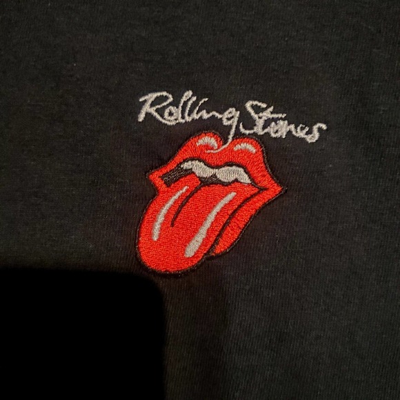 Official Rolling Stones T-Shirt Lips Tongue Embroidered Medium Black - Picture 3 of 5